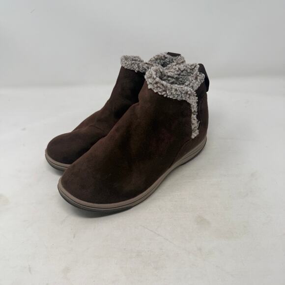 Clarks Cloudsteppers Breeze Winter Boots Brown Faux Fur Lined Ankle Size 7W - Picture 2 of 13